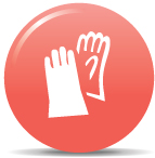 an icon showing two rubber gloves to indicate cleaning